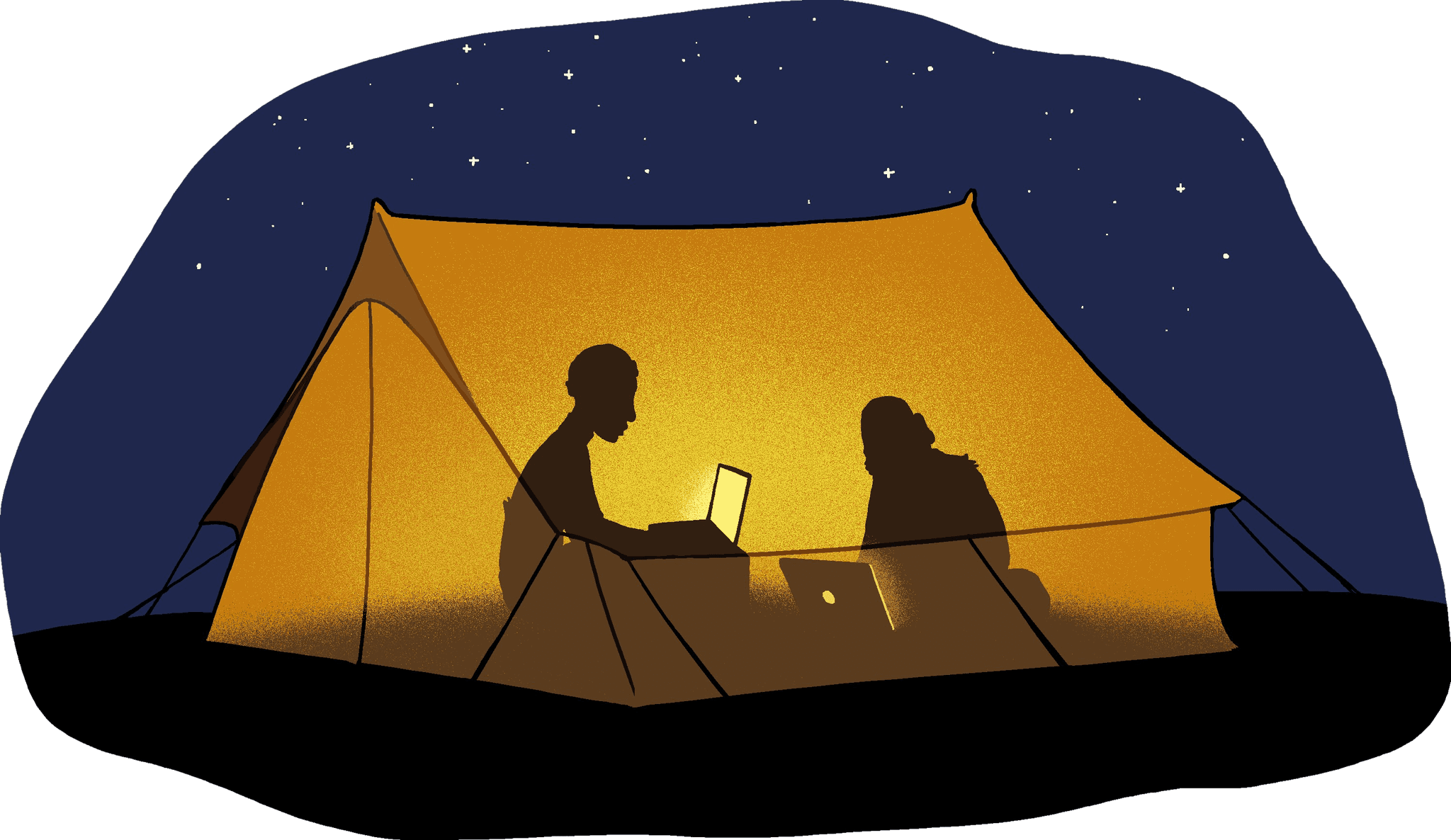 In a tent